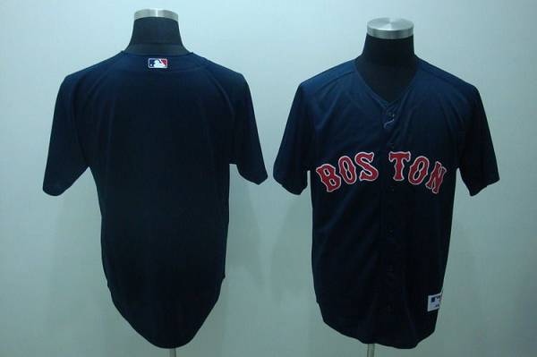 Red Sox Blank Stitched Dark Blue MLB Jersey - Click Image to Close